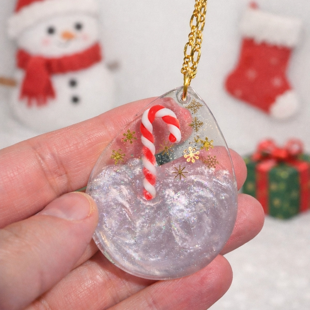 Festive Candy Cane Pendant Necklace
